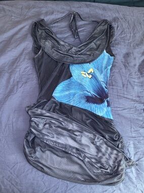 Peppermayo Dary Navy Blue Mesh Midi Dress